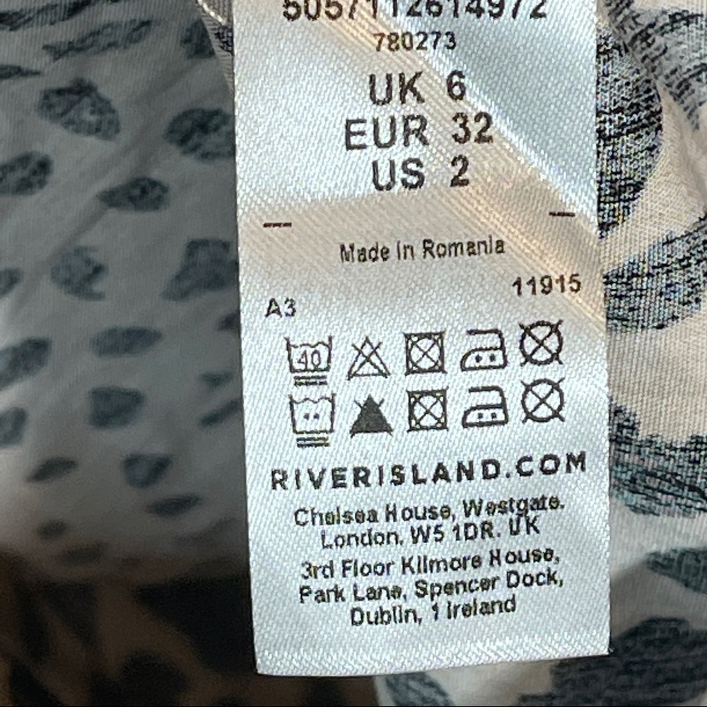 River Island Beige short sleeve animal print shirt midi dress Cream Size UK6 US2 - Picture 7 of 10